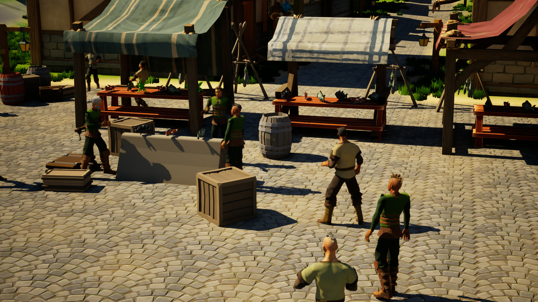 Fishers selling the catch on the Brinehollow square